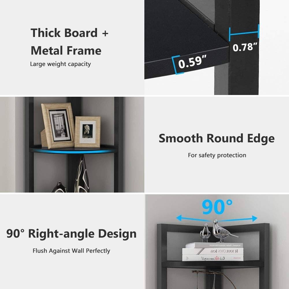 Black/Espresso 5 Tier Corner Bookshelf I86975