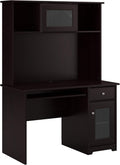 Small Computer Desk with Hutch and Keyboard Tray, 48W, Linen White Oak E76197