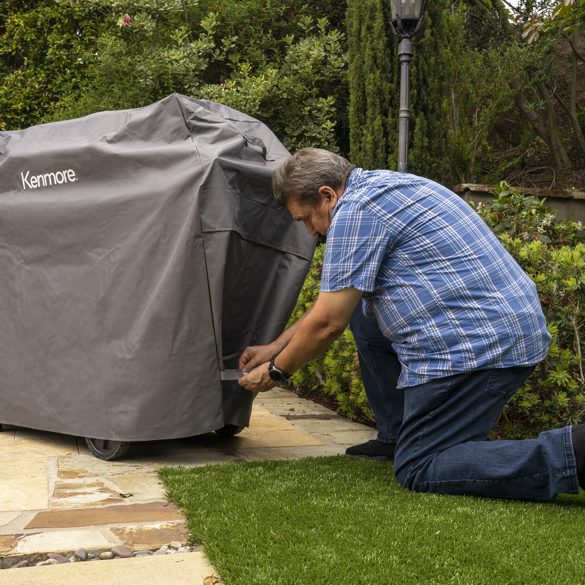 Gray 56-Inch Grill Cover for 4-Burner Gas Grill M2052