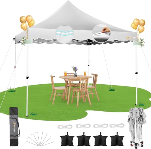 10x20 Pop Up Canopy Tent with 6 Sidewalls, Wheeled Bag & 4 Sandbags, White L399