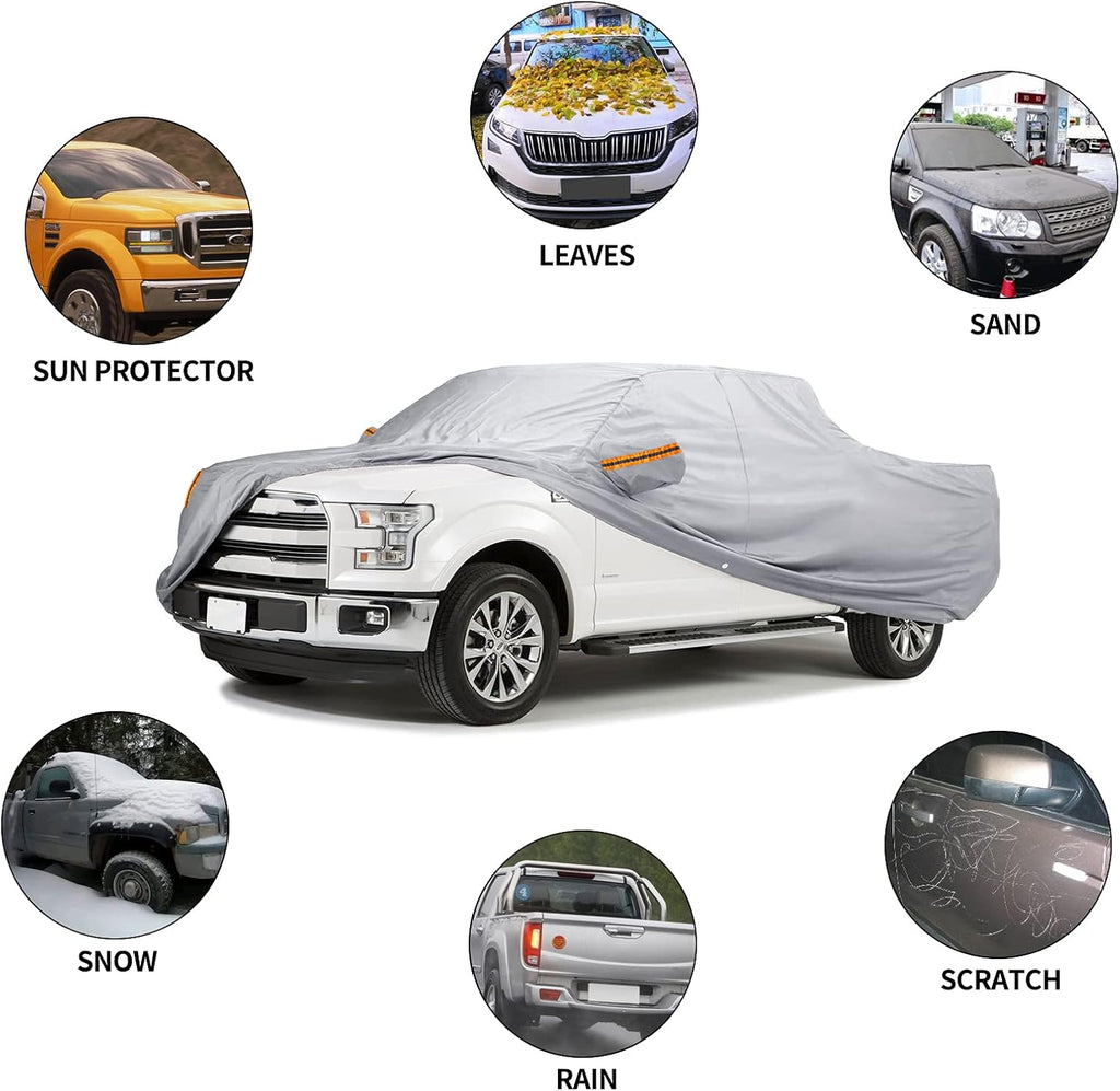 Waterproof Car Cover for Ford F150 2007-2021 Regular Cab Wheelbase 122/126 Length UP to 210" Pack of 2 H21796