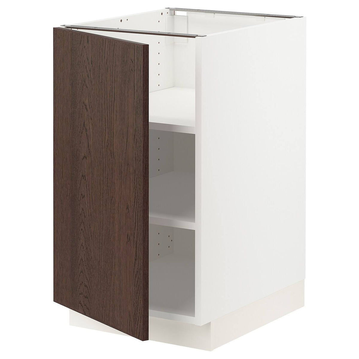 White Sinarp Brown Base Cabinet with Shelves X481
