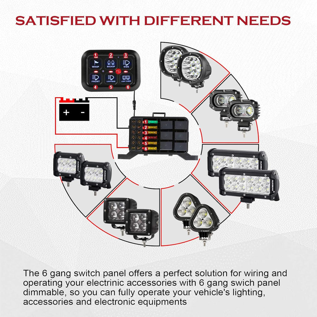 6 Gang Switch Panel for Car Truck ATV UTV Boat Q1552