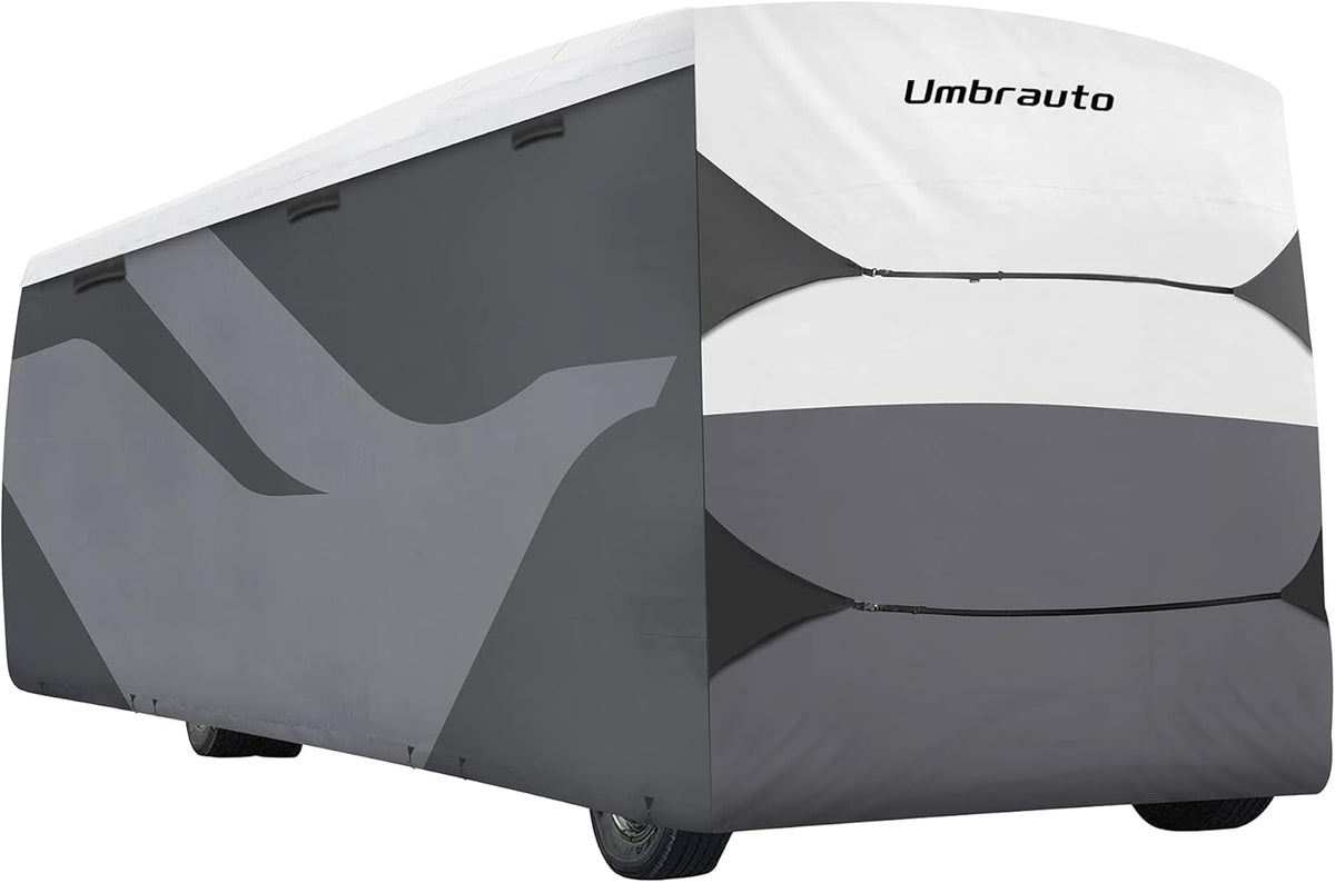 RV Cover for 37' to 40' Motorhome with 2Pcs Extra Straps, Adhesive Repair Patches, 6 Gutter Covers P83687
