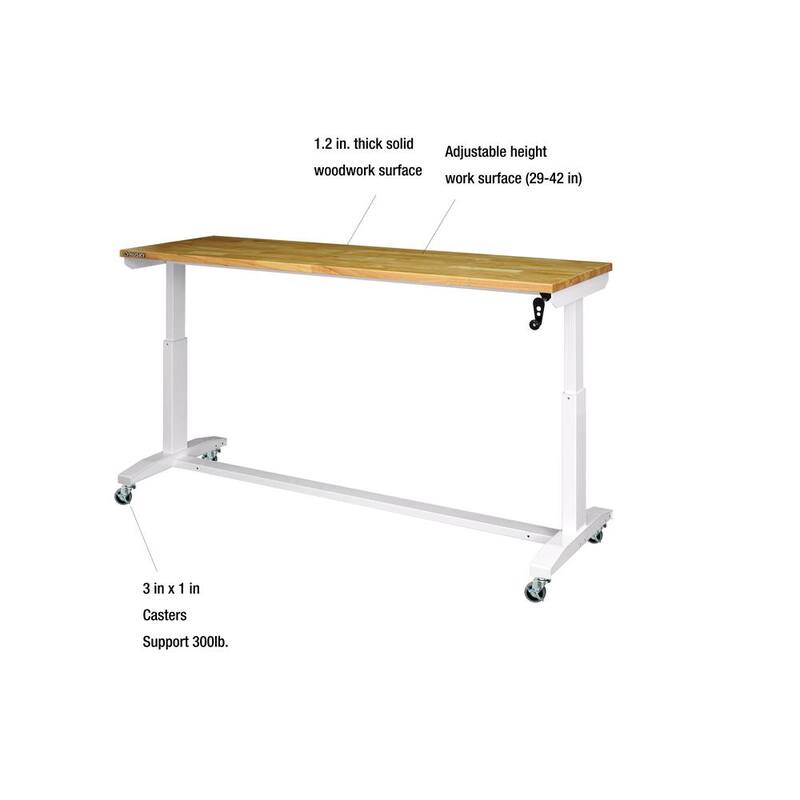 White Adjustable Height Worktable R67957