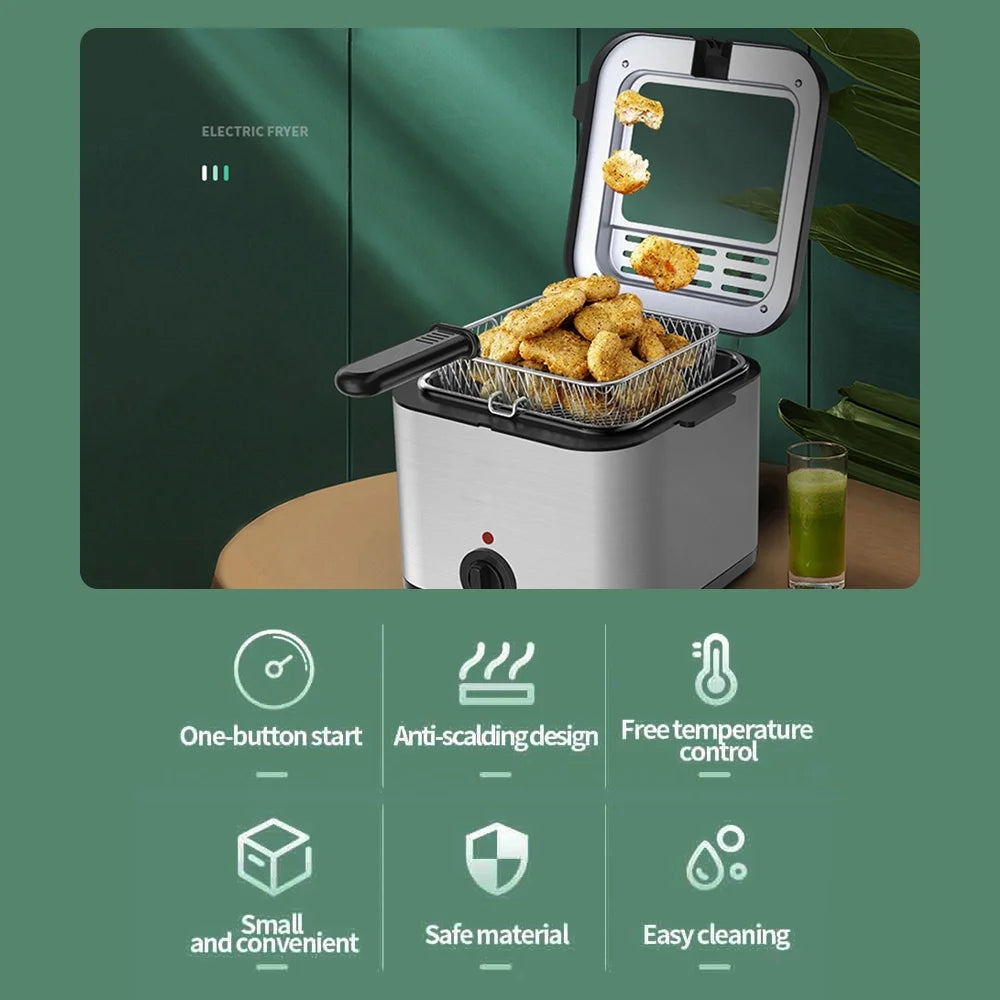 Stainless Steel Deep Fryer with Basket, 2.5 Liter, 1000 Watts, Non Stick K2977