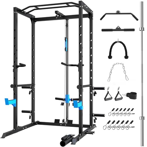 Power Cage with J-Hooks, Dip Handles, Landmine Attachment H6260