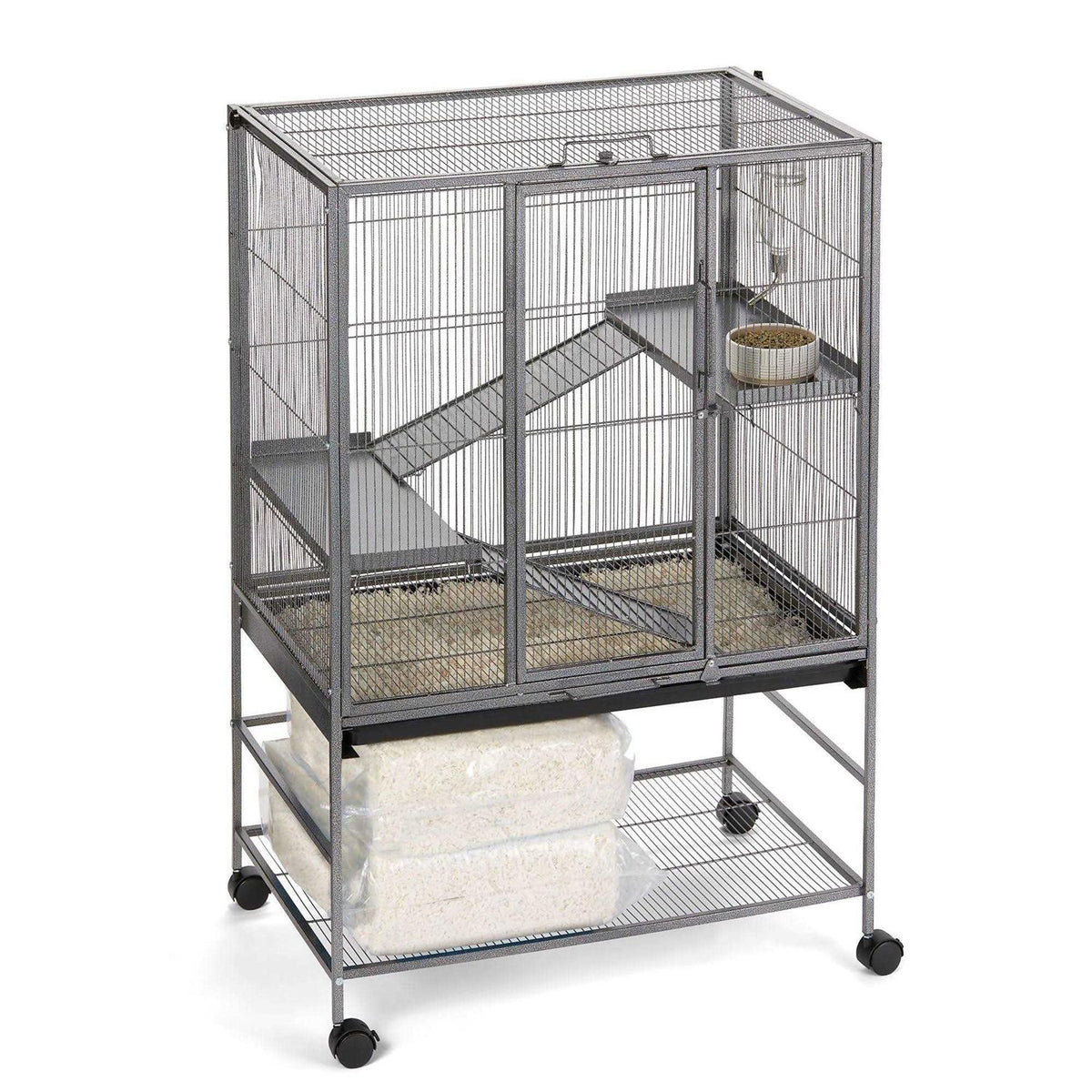 Small Pet Habitat with Cage Trays Ramps Shelves and Wheels S1384