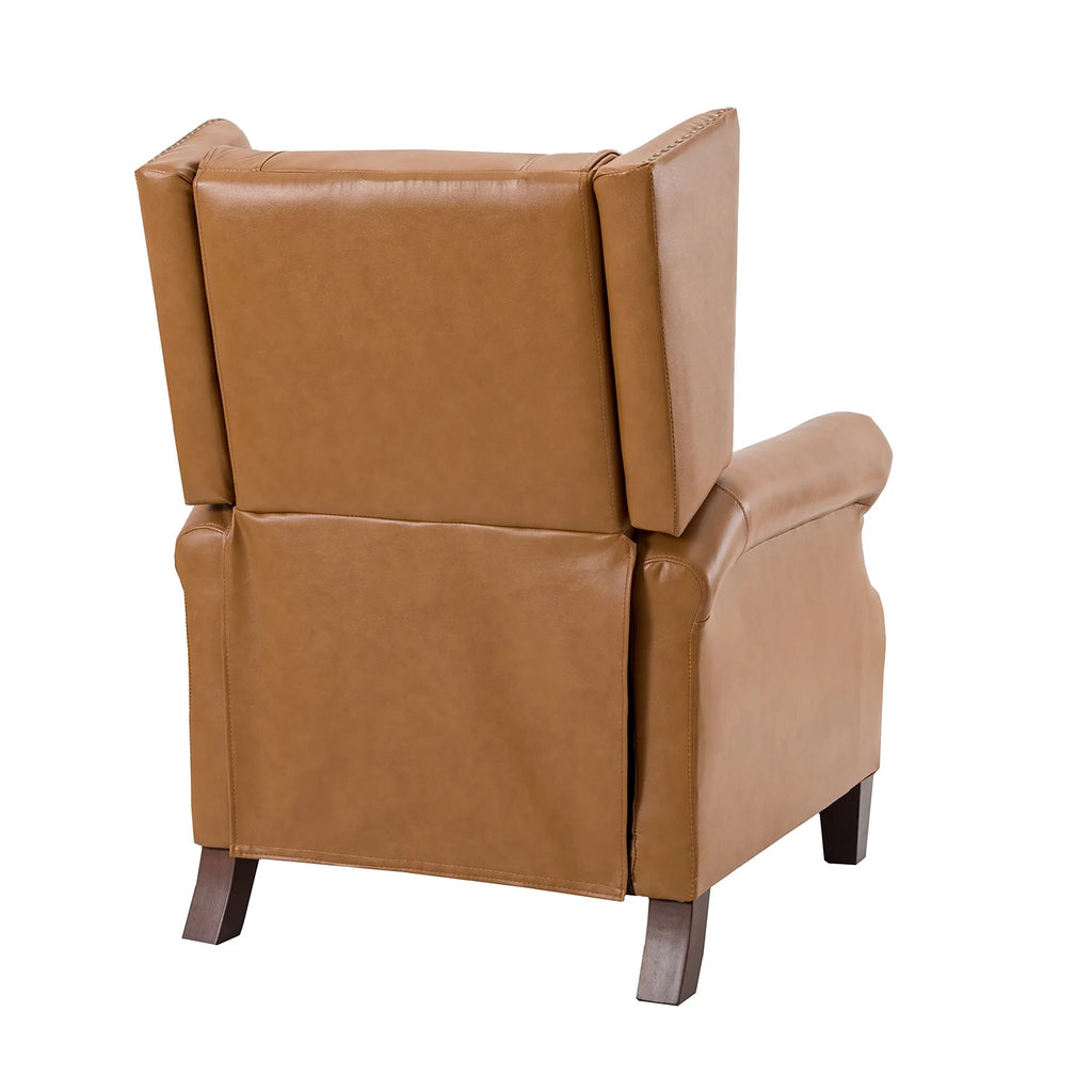 Genuine Leather Recliner with Nailhead Trims and Solid Wood Legs B864