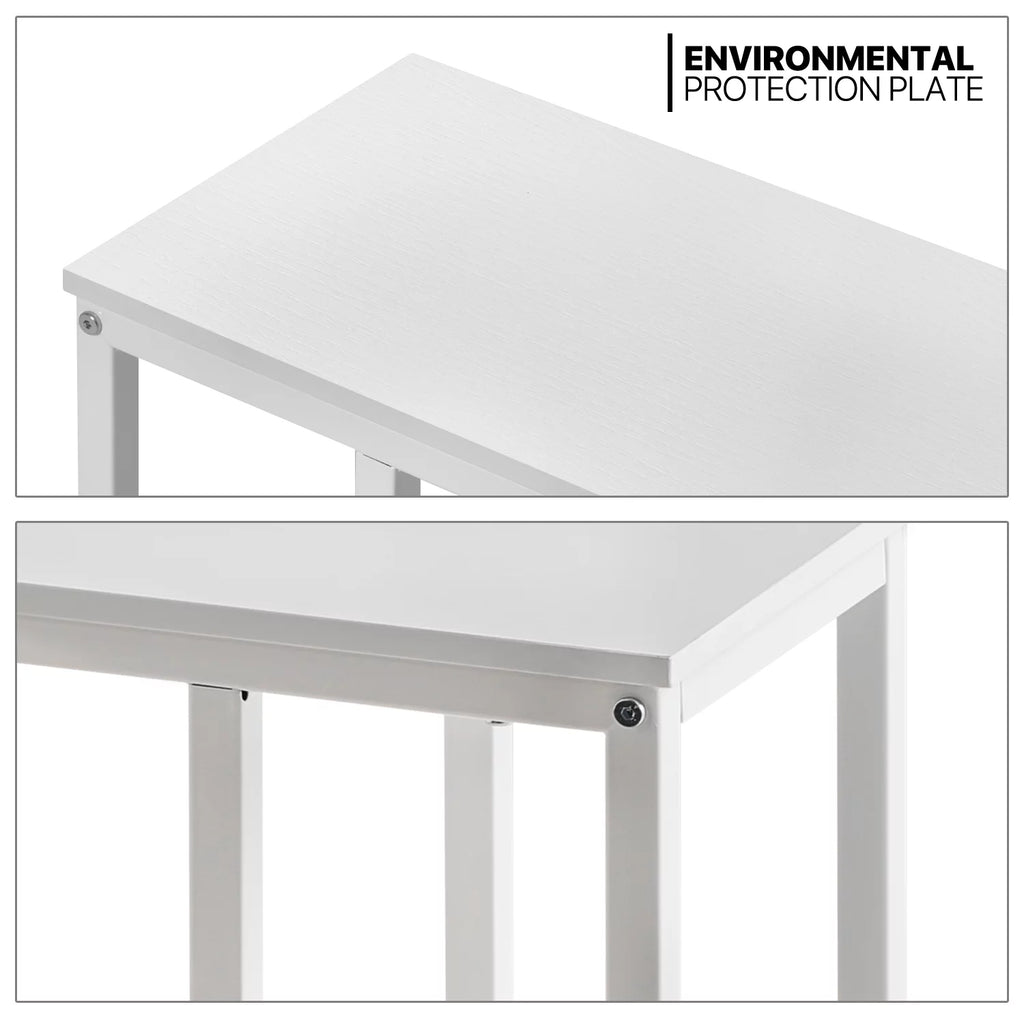 C-Shape Rectangle Side Table with Metal Frame, White A795130