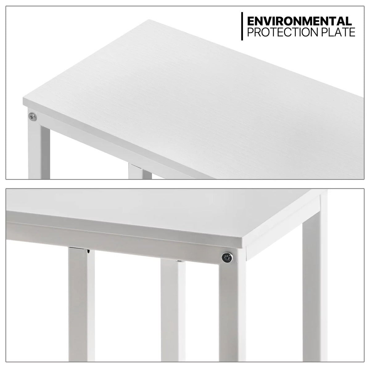 C-Shape Rectangle Side Table with Metal Frame, White A795130