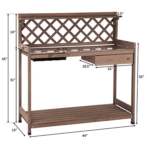 Wooden Potting Bench with Sink Storage P65100