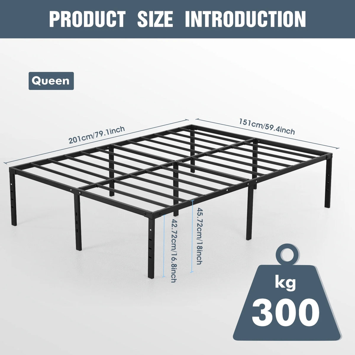 Metal Platform Bed Frame with Built-in Storage Full Size B34140