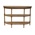 Brown Half-Moon Wooden Two Shelves Console Table N57819