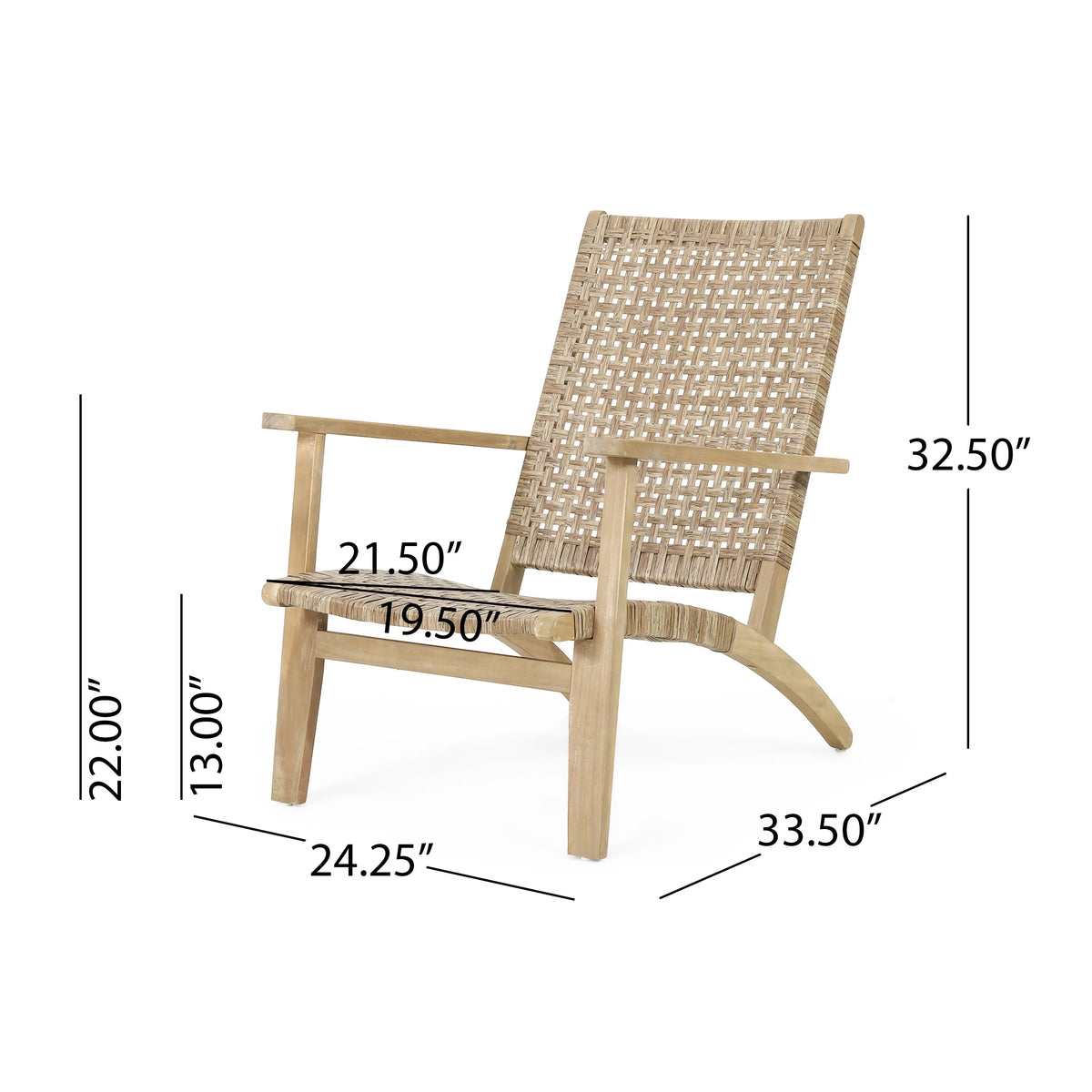 Acacia Wood Outdoor Lounge Chair Set of 2 Light Brown P70174