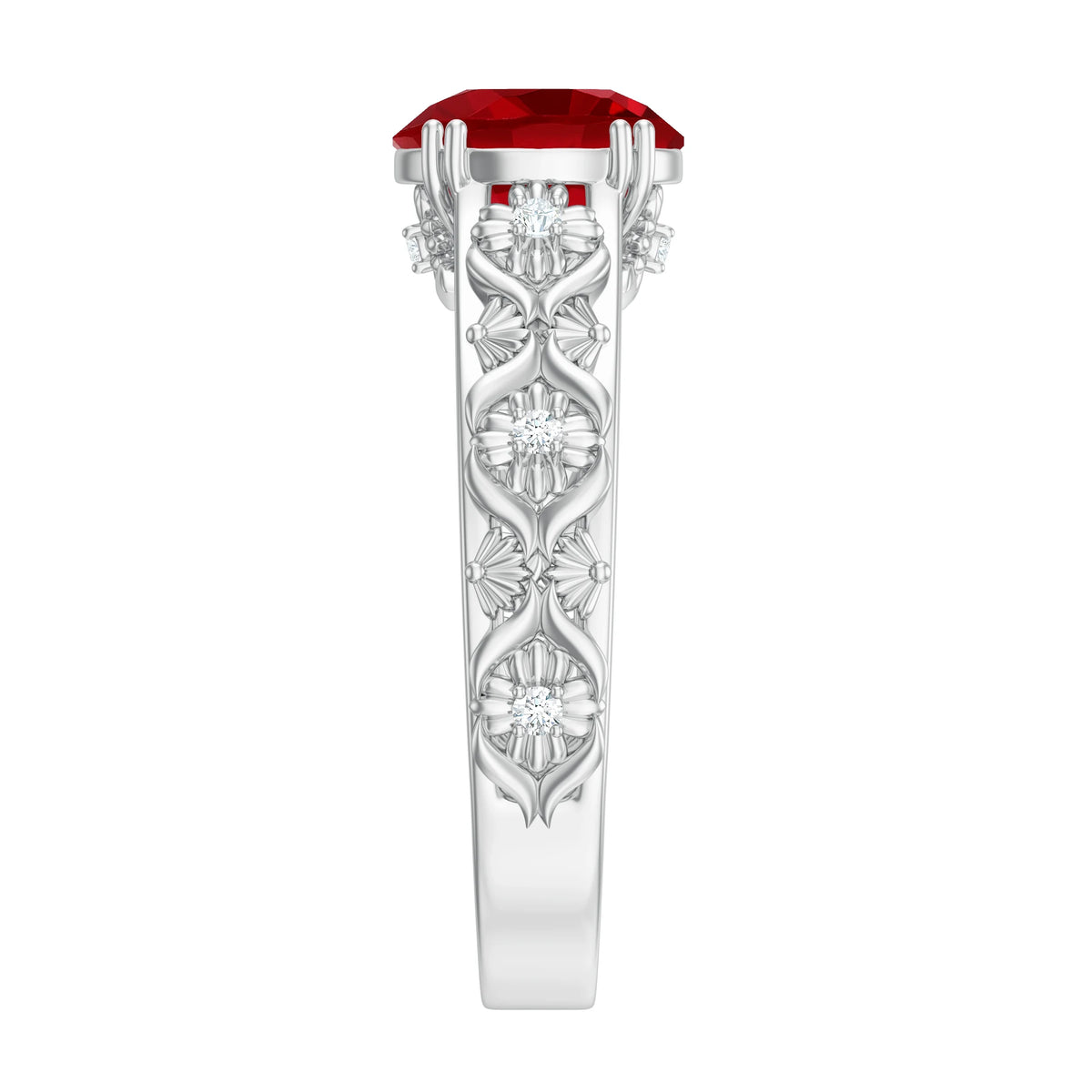 2.5 CT Lab Created Ruby and Moissanite Engagement Ring in Gold, 925 Sterling Silver W465674