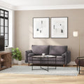 Compact Faux Linen Upholstered Sofa with Wooden Legs Stone Gray U764
