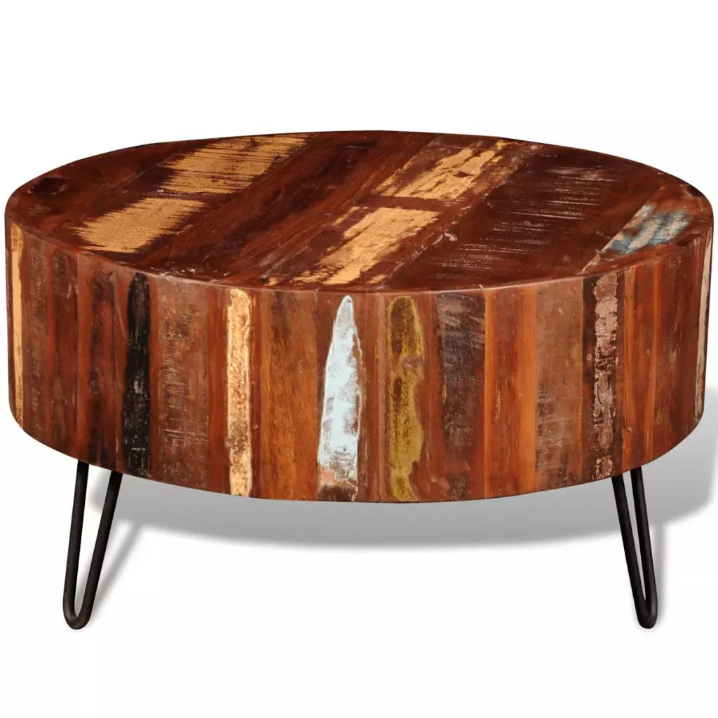 Solid Reclaimed Wood Round Coffee Table I3823