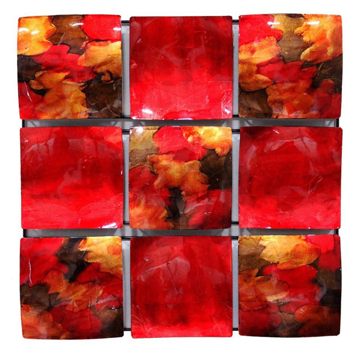 9-Panel Solid Foiled Glazed Wall Decor O5500