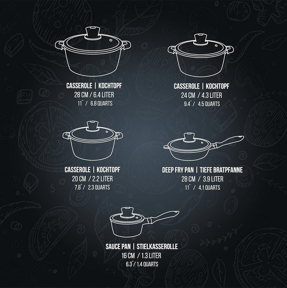 Die-Cast Aluminum Nonstick Marble Granite Cookware Set Q17109