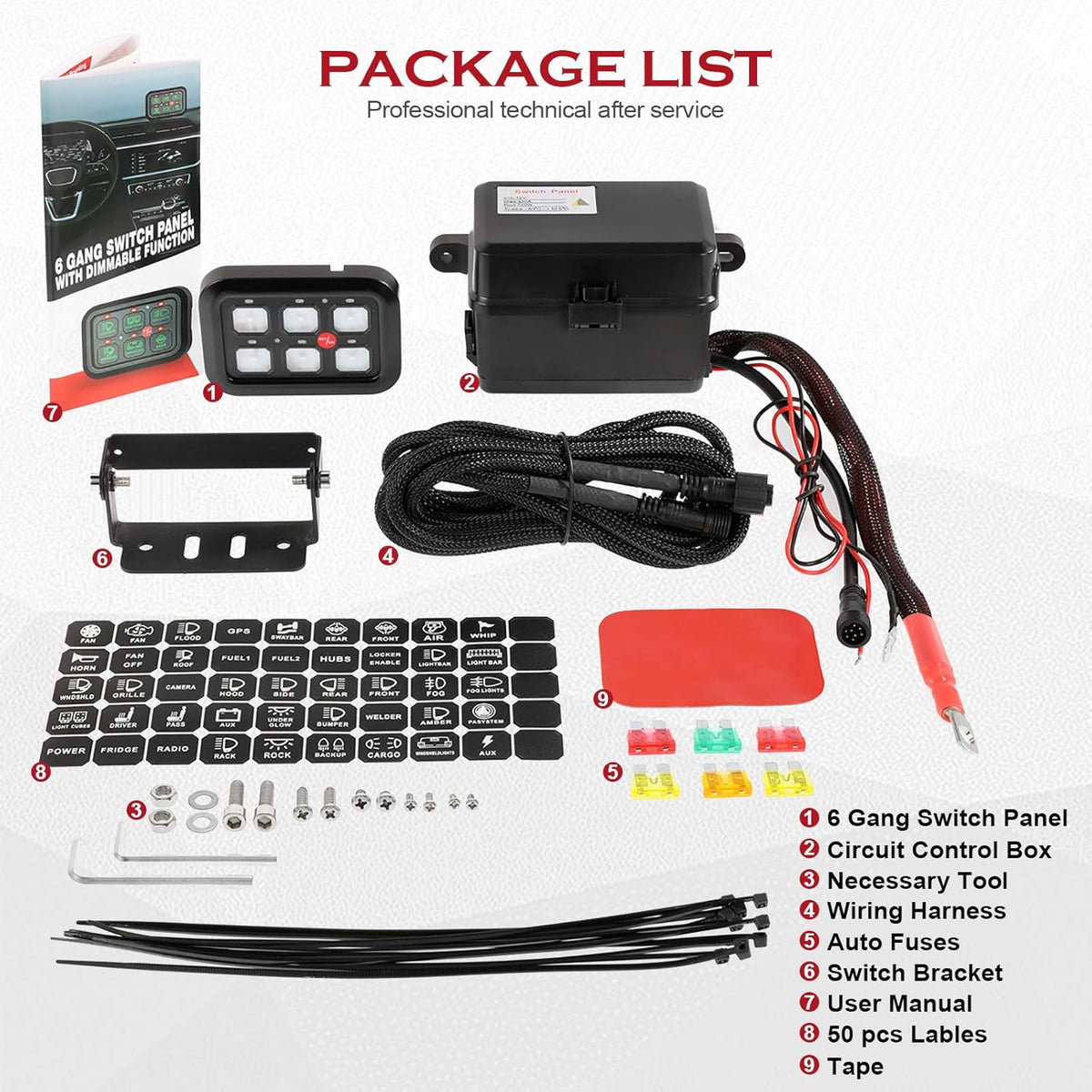 6 Gang Switch Panel for Car Truck ATV UTV Boat Q1552