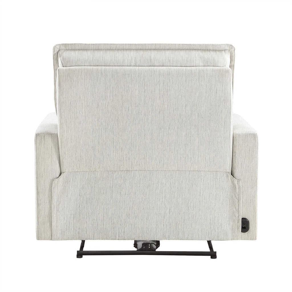 White Fabric Power Reclining Chair with Power Headrest U5441