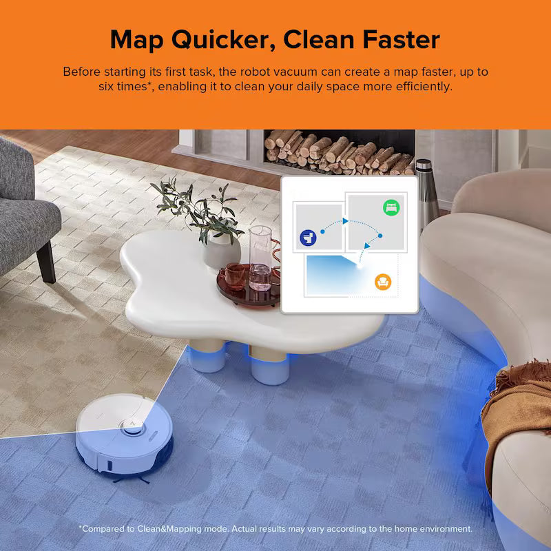 Robotic Vacuum with Sonic Mopping, LiDAR Navigation, Washable Filter, White Z9665