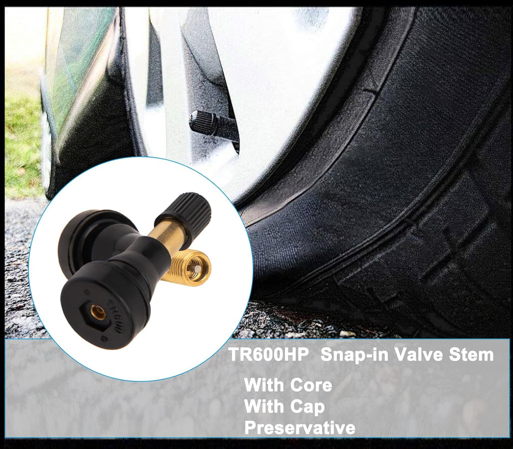 High Pressure Brass Rubber Snap-in Tire Valve Stem (100 Pack) Y9683