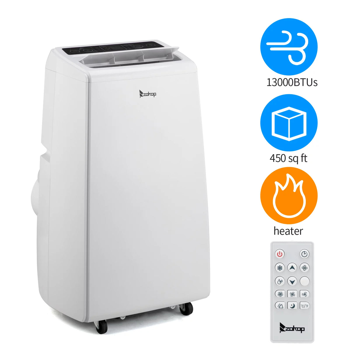 13000BTU Portable Air Conditioner Cooling Heating Dehumidification Fan W7536