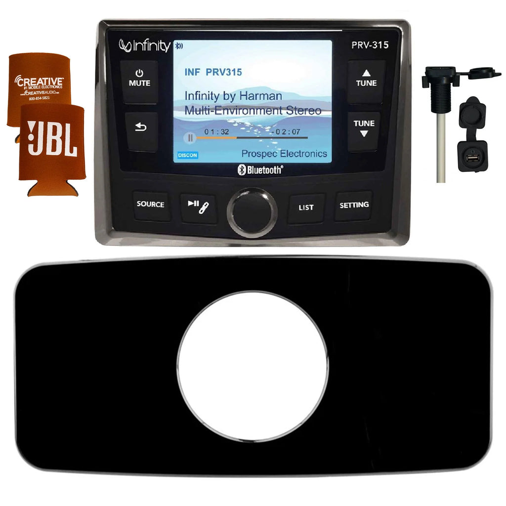 Waterproof Radio With Universal Marine Radio Dash Kit, And Usb/Aux M835