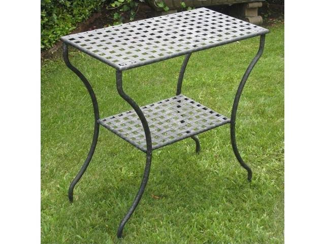 Antique Black Iron Rectangular 2 Tier Table F426394