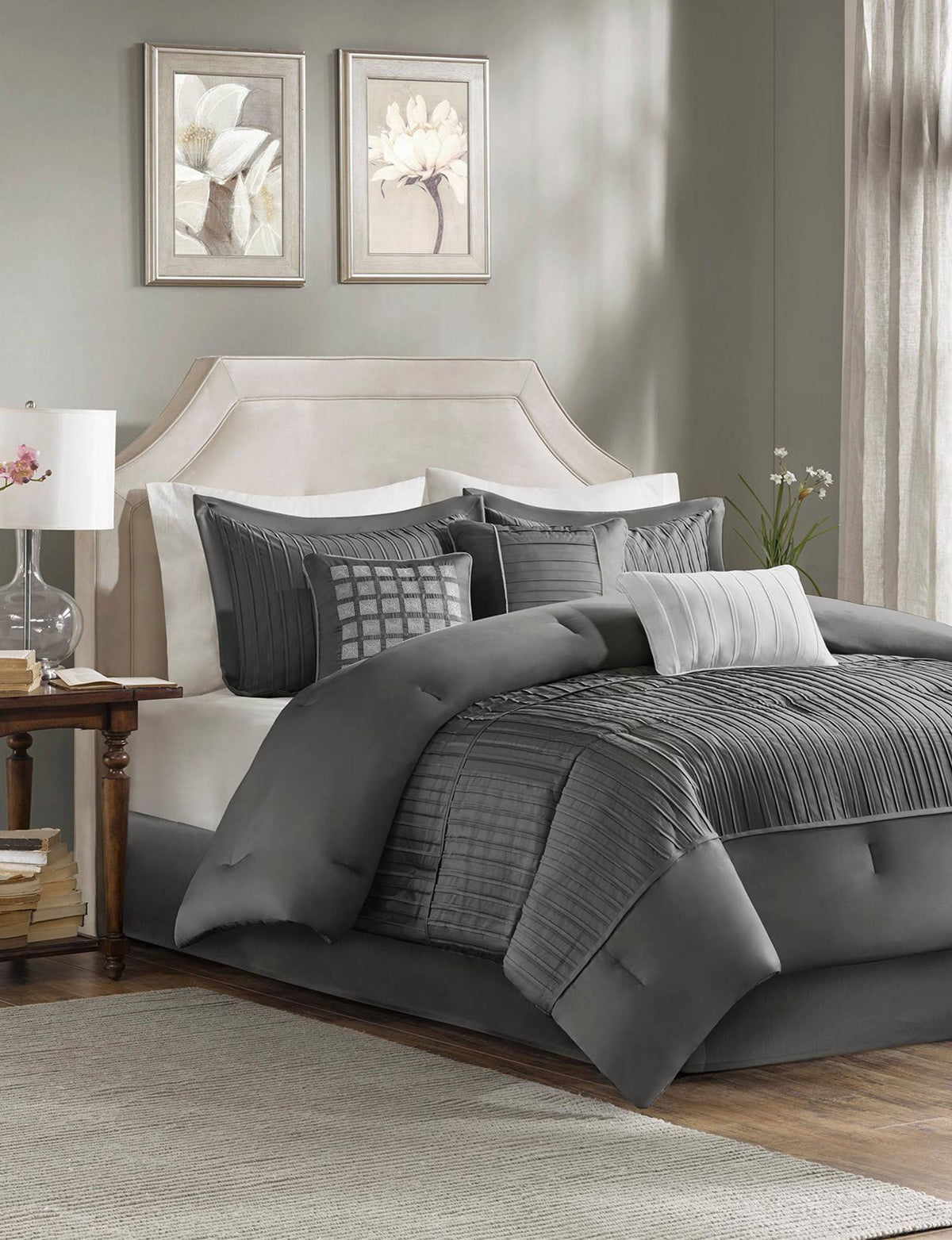 7 Piece Comforter Set Grey Cal King C638354