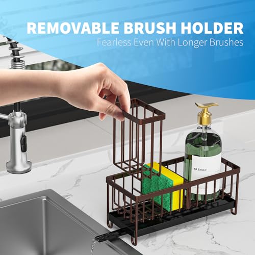 Kitchen Sink Sponge Holder with Brush Holder Stainless Steel X964