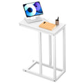 C-Shape Rectangle Side Table with Metal Frame, White A795130