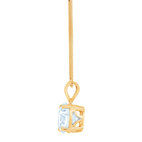 0.5 ct Round Cut Natural Swiss Blue Topaz 18k Yellow Gold Pendant with 16" Gold Chain Y3155