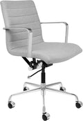 Ribbed Grey Poly-Cotton Fabric Office Chair W5987