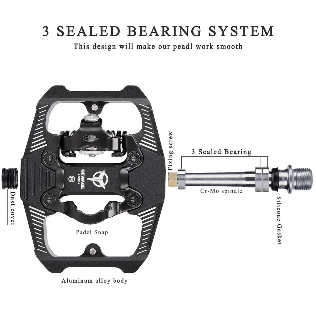 Dual Sided Bike Pedals with 3 Sealed Bearings W1331