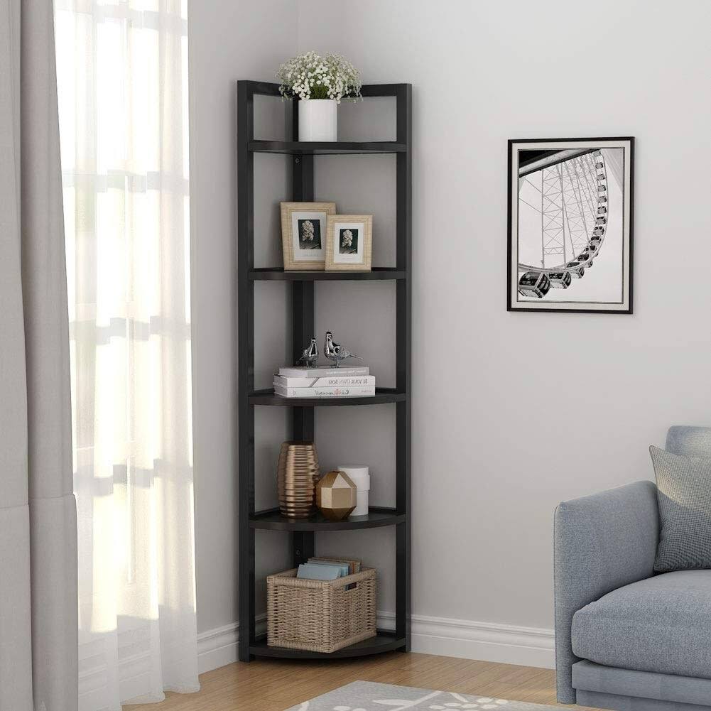 Black/Espresso 5 Tier Corner Bookshelf I86975