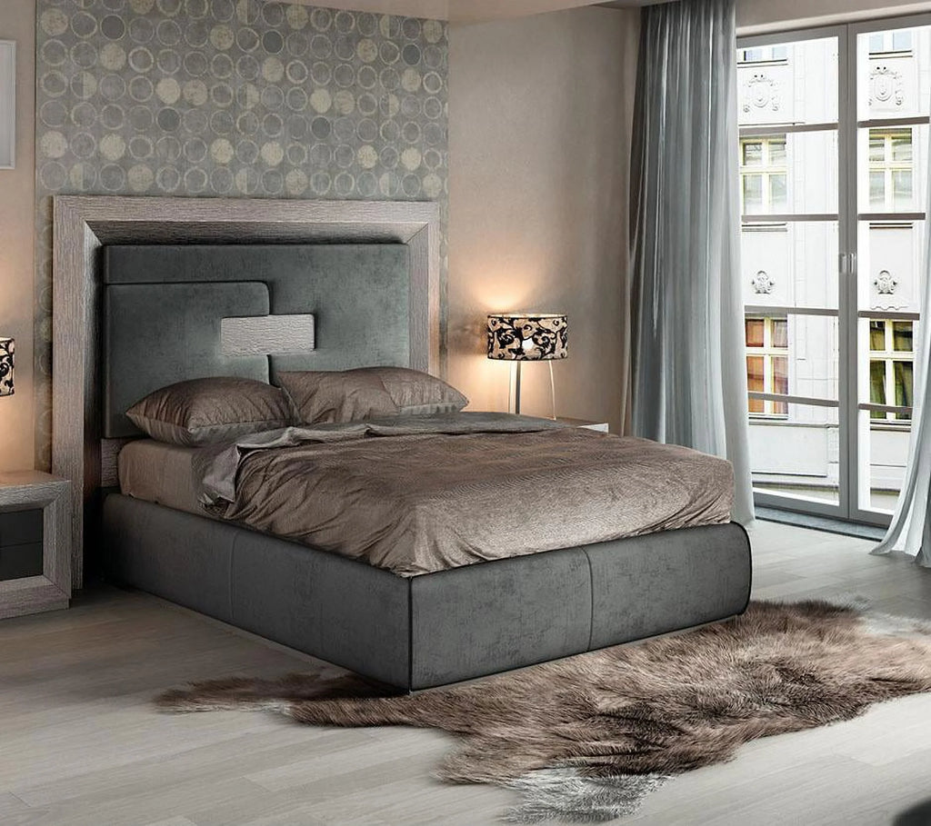 Gray High Headboard Queen Bed P2369