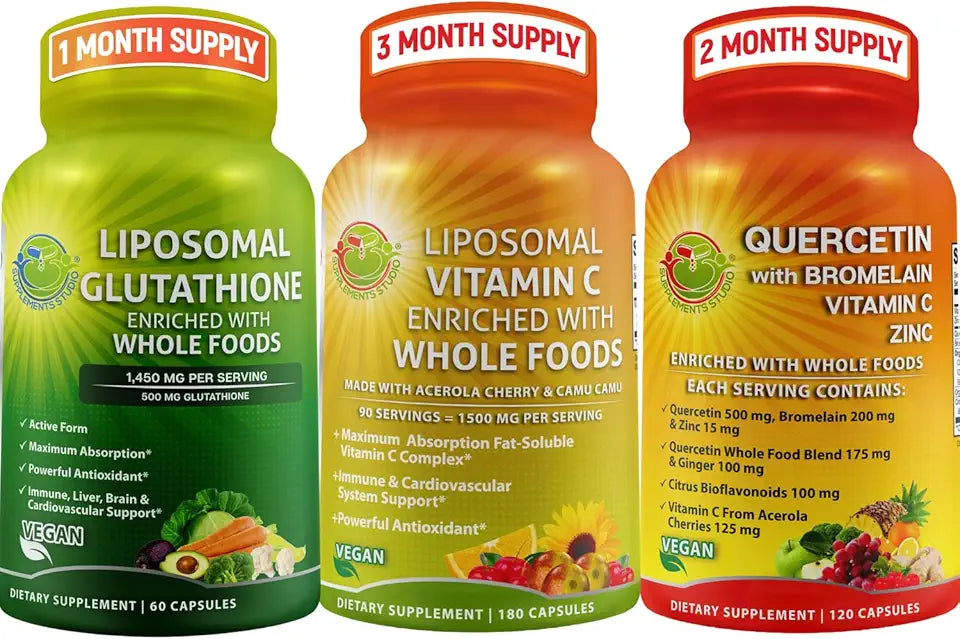 1500mg Liposomal Vitamin C Capsules and 500mg Glutathione Supplement H624