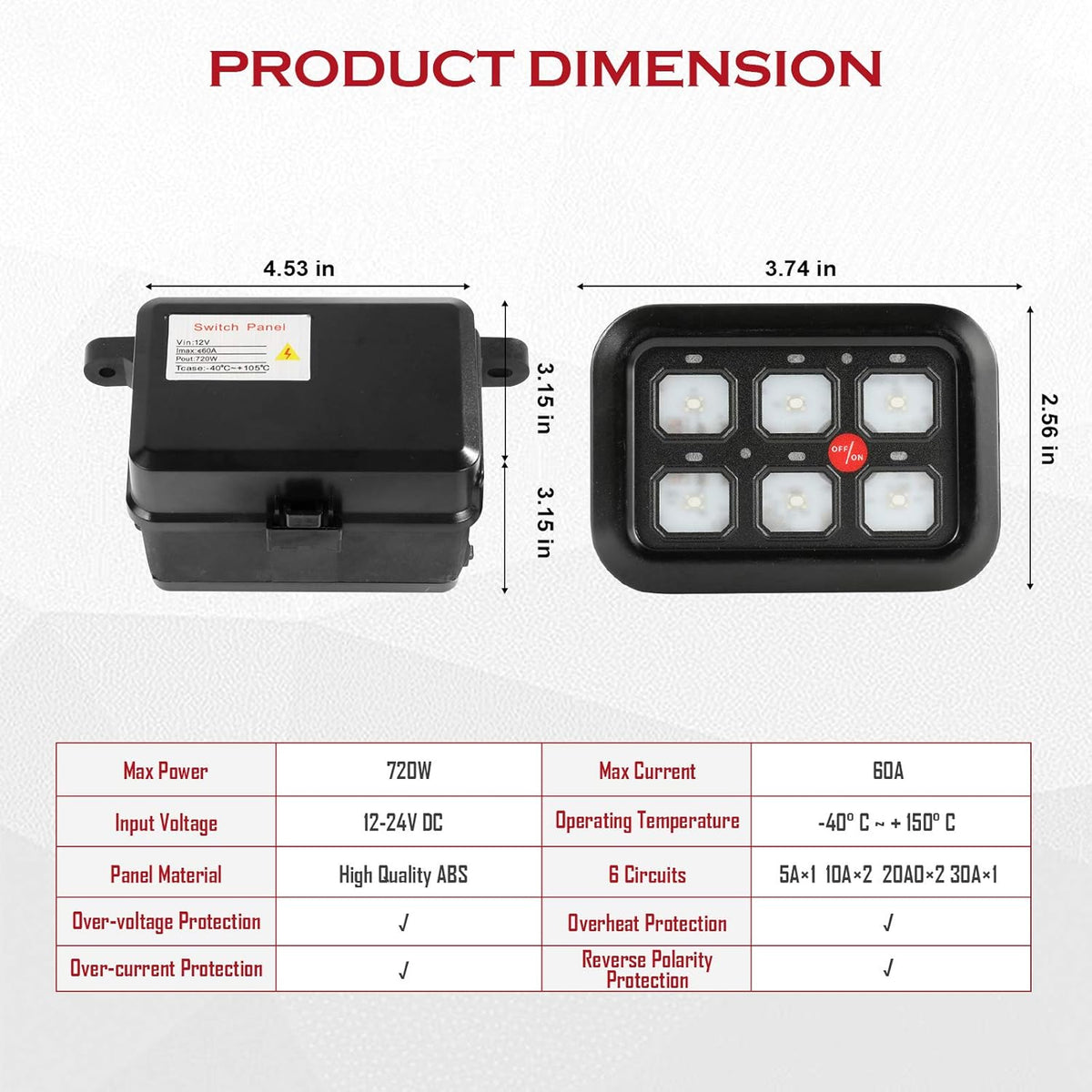 6 Gang Switch Panel for Car Truck ATV UTV Boat Q1552