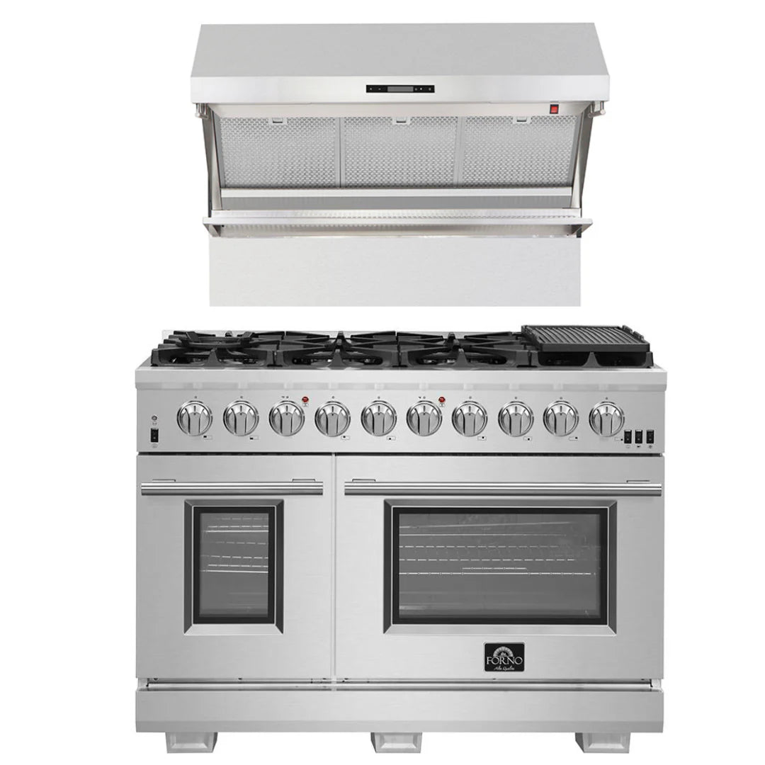 48 Inch Pro Gas Range and Wall Mount Range Hood T217