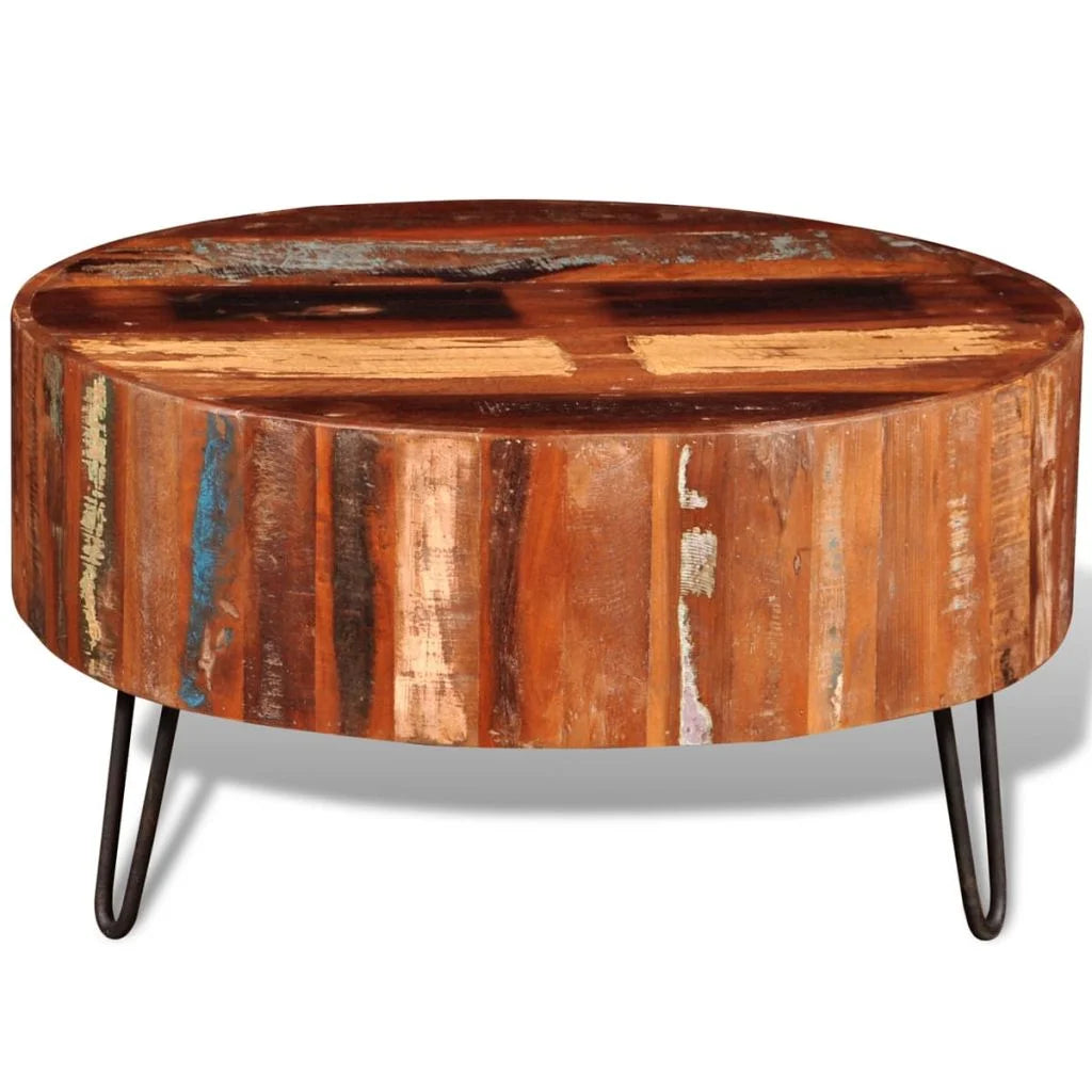 Solid Reclaimed Wood Round Coffee Table I3823
