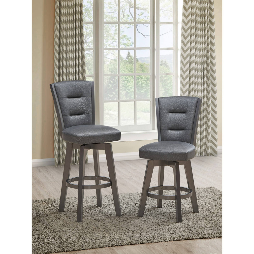 Glitter Grey Faux Leather Bar Chairs, Set of 2 K600