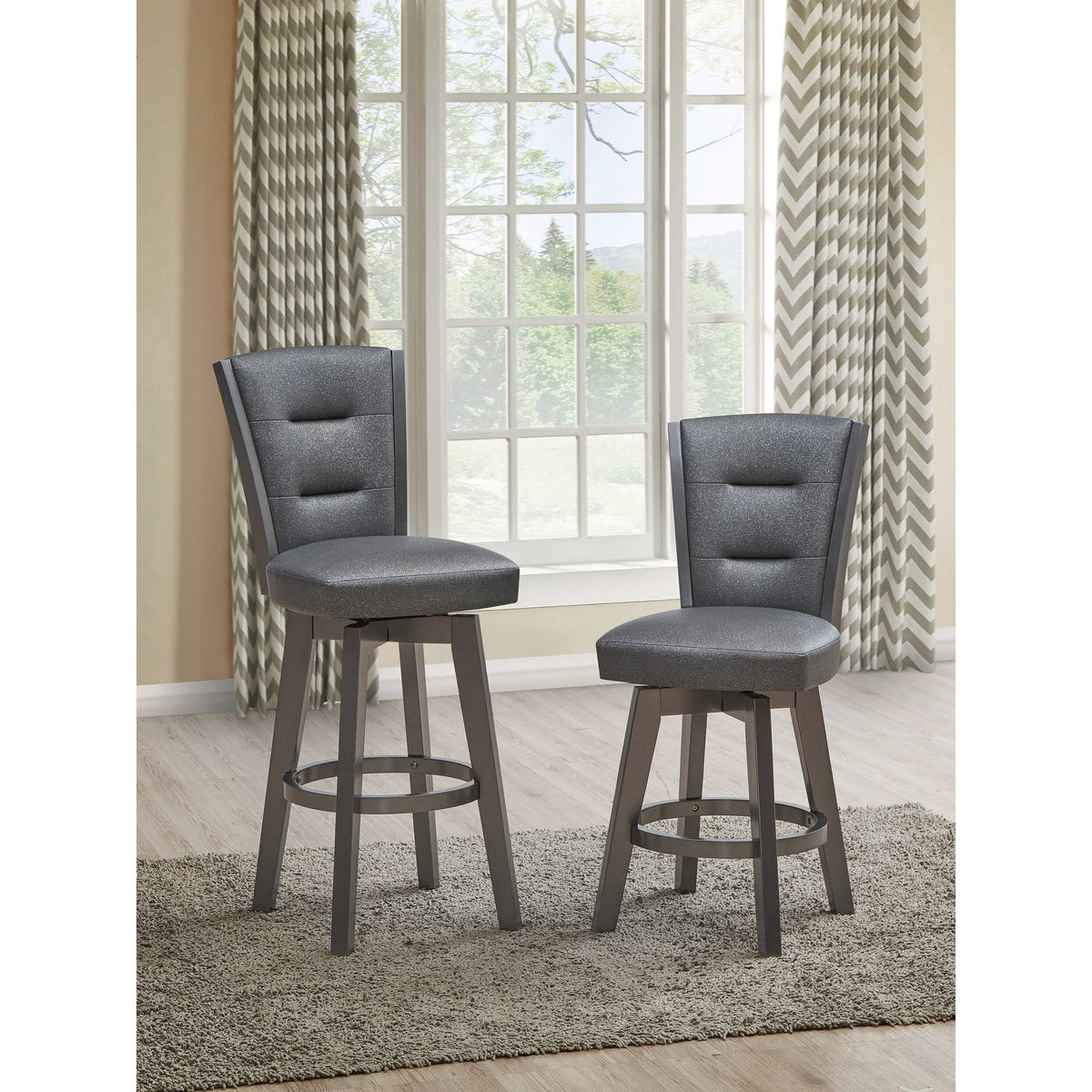 Glitter Grey Faux Leather Bar Chairs, Set of 2 K600