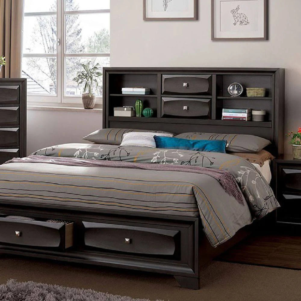 Gray King Storage Bed Q442968