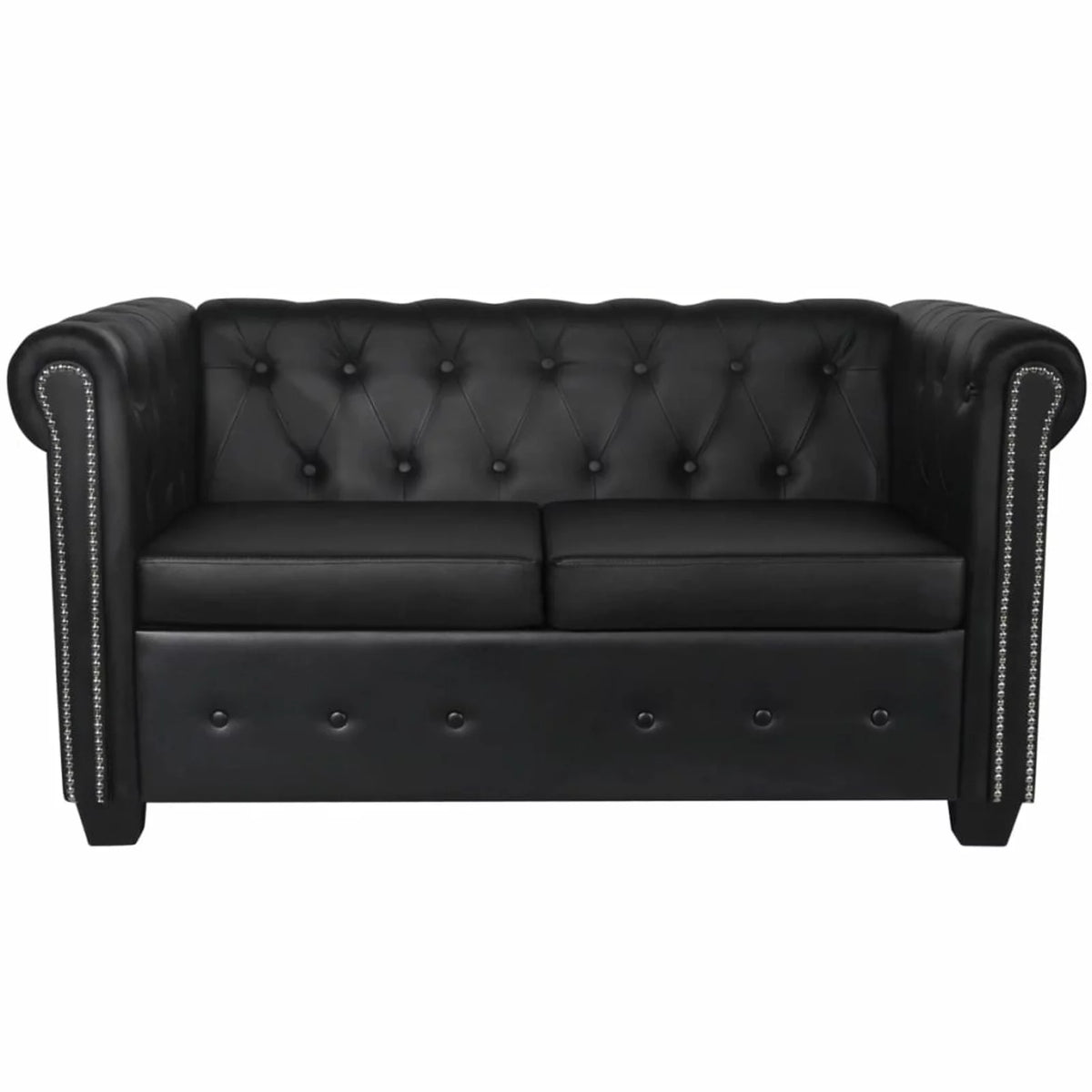 Black 2-Seater Artificial Leather Sofa T3584