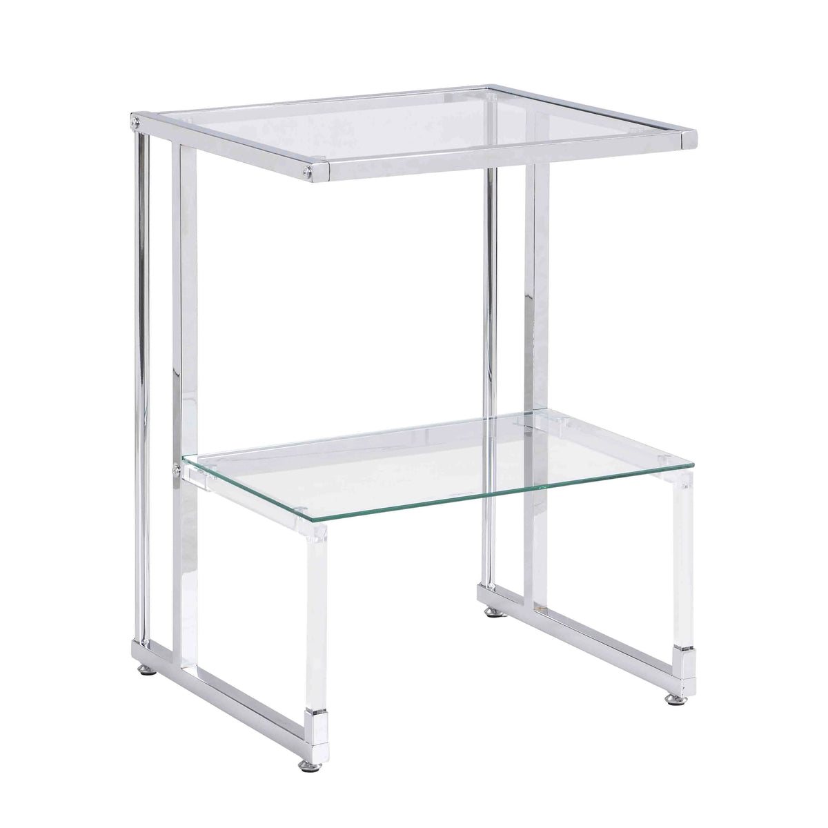 Chrome 2-Tier Acrylic Glass Top C Shape Side Table J1958