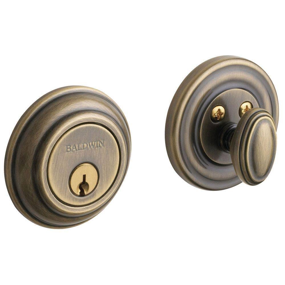 Satin Brass and Black Deadbolt P73787