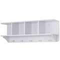 White 5-Hook Wall Mounted Coat Rack with Storage V46989